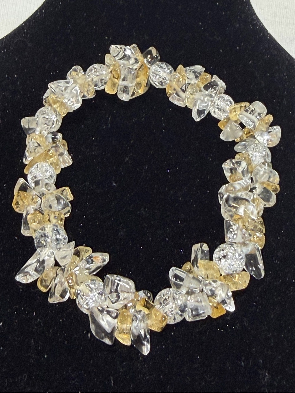 Clear and Gold Crystal Chip Stretch Bracelet - Women Jewelry